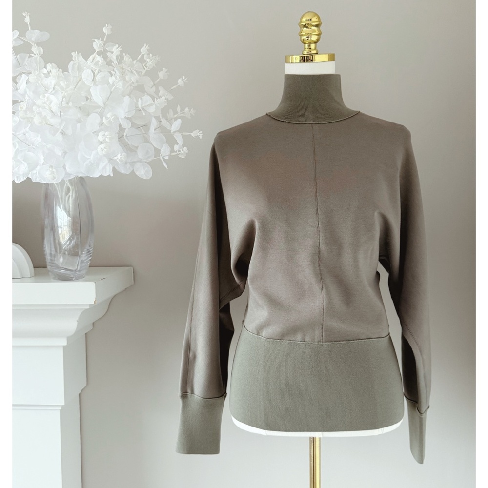 Theory Turtleneck Sweatshirt in Pale Green Army, Sz M (NWT)